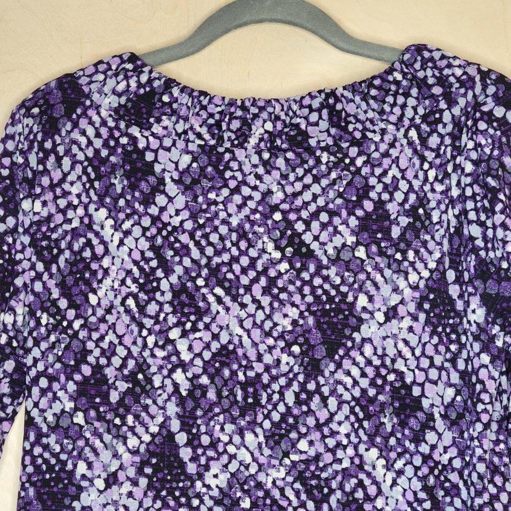 Style & Co Purple Multicolor Spotted Design Blouse Women Size L - Picture 5 of 8